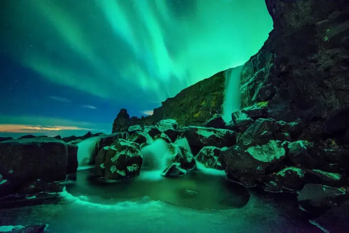 Framed Print : Northern Lights at -xararfoss Framed Print : Northern Lights at -xararfoss