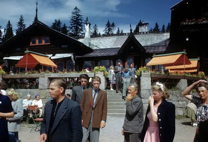Framed Print : NORWAY - JULY 1946: A view of a lodge in Norway Framed Print : NORWAY - JULY 1946: A view of a lodge in Norway