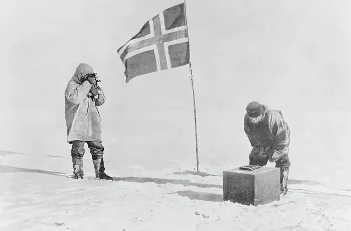 Framed Print : Norwegian Explorer Roald Amundsen at the South Pole Framed Print : Norwegian Explorer Roald Amundsen at the South Pole