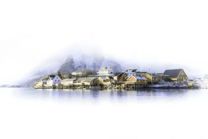Framed Print : Norwegian Fishing Village Framed Print : Norwegian Fishing Village