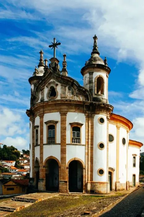 Framed Print : Nossa Senhora do RosAario church at city of Ouro Preto, State of Minas Gerais, Brazil, and UNESCO World Heritage Site