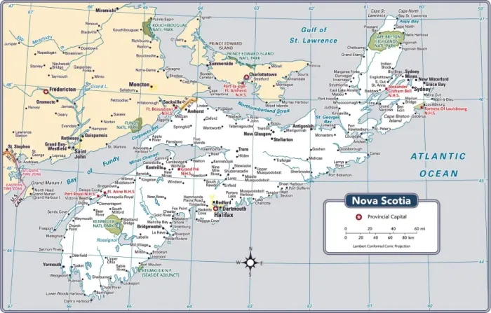 Framed Print : Nova Scotia Provincial Map Framed Print : Nova Scotia Provincial Map