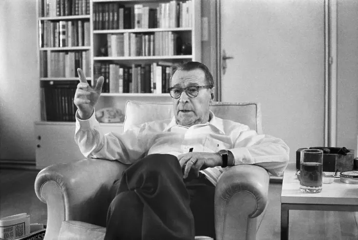 Framed Print : Novelist Georges Simenon at Home Framed Print : Novelist Georges Simenon at Home
