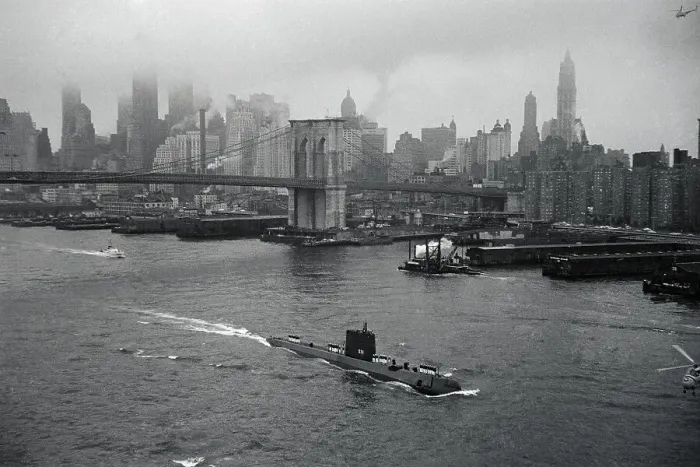 Framed Print : Nuclear Submarine Passing New York View Framed Print : Nuclear Submarine Passing New York View