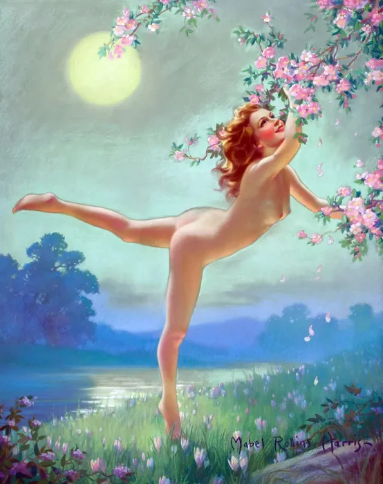 Framed Print : Nude Woman Picking Flowers Framed Print : Nude Woman Picking Flowers