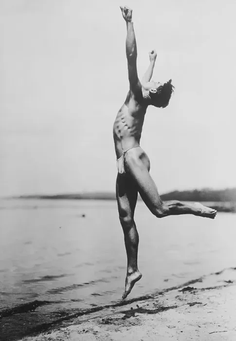 Framed Print : Nudist Colony Member in Artistic Stance Framed Print : Nudist Colony Member in Artistic Stance
