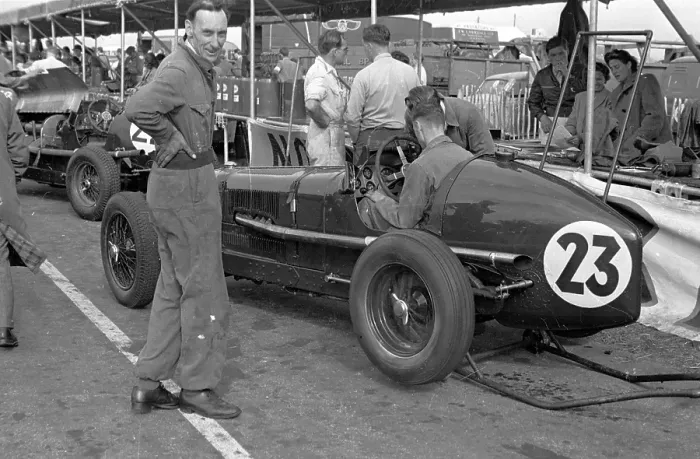 Framed Print : Number 23. 2nd October 1948: Mechanics making pre race checks on a racing