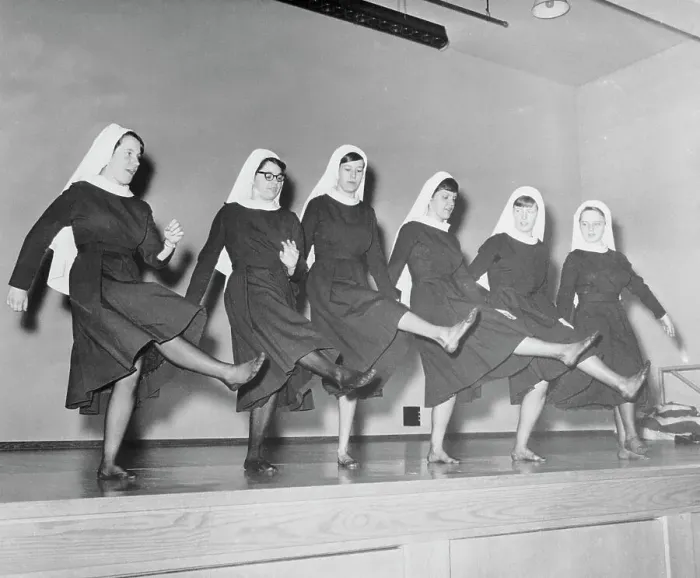 Framed Print : Nuns Practicing a Dance for Benefit Show Framed Print : Nuns Practicing a Dance for Benefit Show