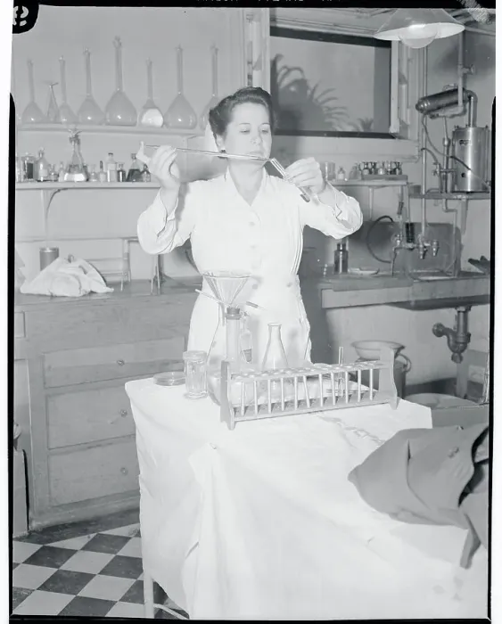 Framed Print : Nurse Dolores Hernandez in Laboratory Framed Print : Nurse Dolores Hernandez in Laboratory