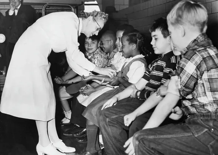 Framed Print : Nurse Preparing Children for Polio Vaccine Shots Framed Print : Nurse Preparing Children for Polio Vaccine Shots