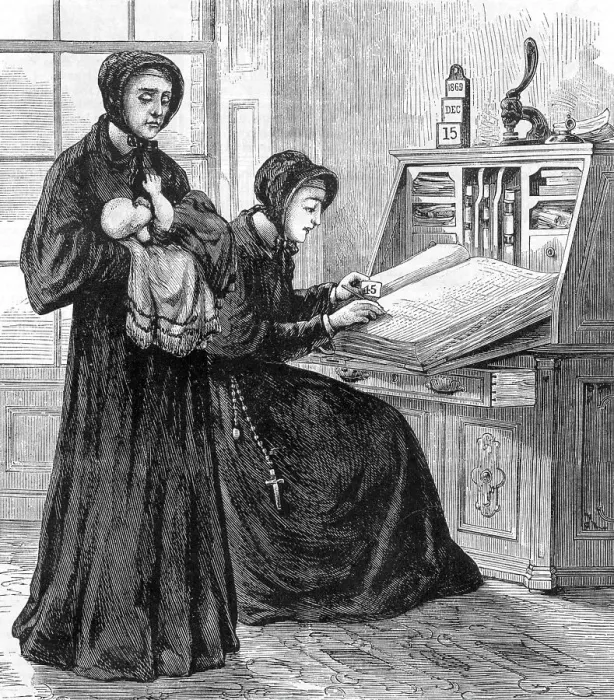 Framed Print : Nurse Recording The Names Of Newcomers Framed Print : Nurse Recording The Names Of Newcomers