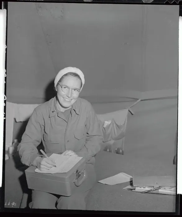 Framed Print : Nurse Stationed At Evacuation Hospital Writing A Letter Framed Print : Nurse Stationed At Evacuation Hospital Writing A Letter