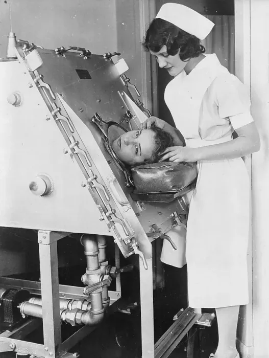 Framed Print : Nurse in Training Demonstrating Newly Developed Lung Machine Framed Print : Nurse in Training Demonstrating Newly Developed Lung Machine