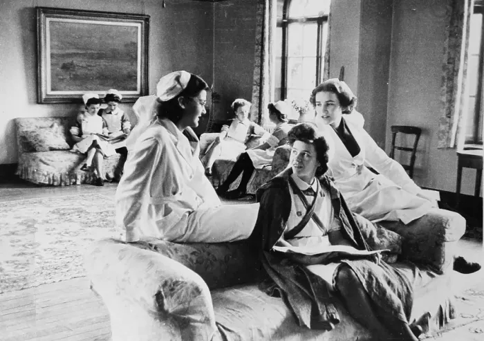 Framed Print : Nurses. 23rd November 1946: Nurses relaxing in the nurses lounge of a mental hospital Framed Print : Nurses. 23rd November 1946: Nurses relaxing in the nurses lounge of a mental hospital