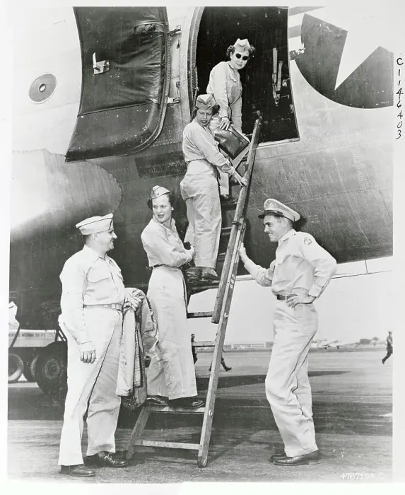 Framed Print : Nurses Boarding Military Airplane Framed Print : Nurses Boarding Military Airplane