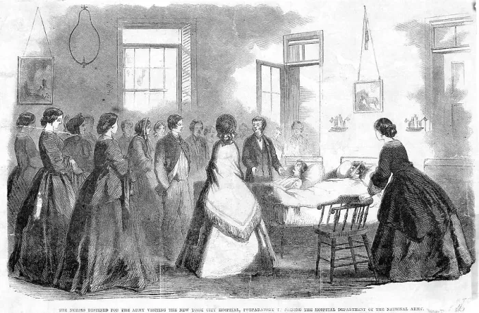 Framed Print : Nurses Visiting Hospital; Engraving Framed Print : Nurses Visiting Hospital; Engraving