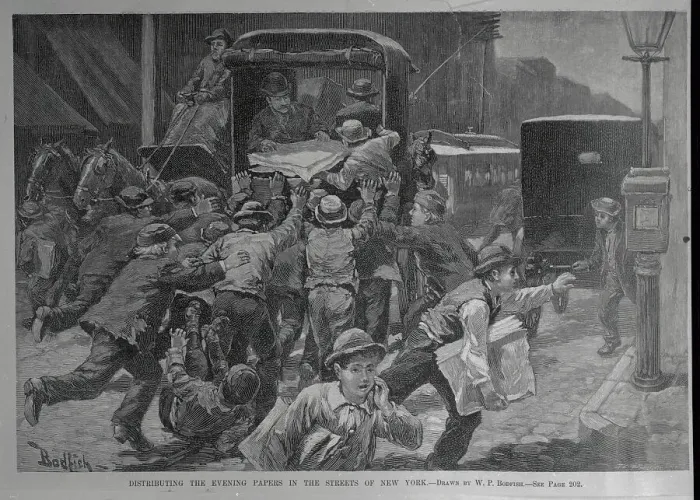 Framed Print : NY Workers Distributing Evening Papers Framed Print : NY Workers Distributing Evening Papers