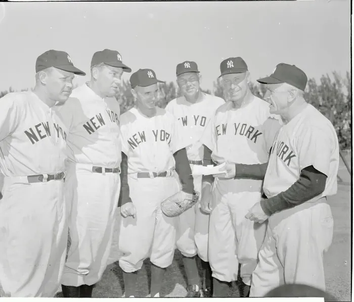 Framed Print : NY Yankee Manager Casey Stengel with His Coaching Staff Framed Print : NY Yankee Manager Casey Stengel with His Coaching Staff