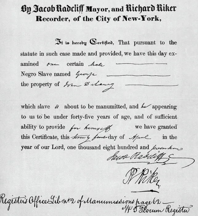 Framed Print : Nyc Manumission Certificate Framed Print : Nyc Manumission Certificate