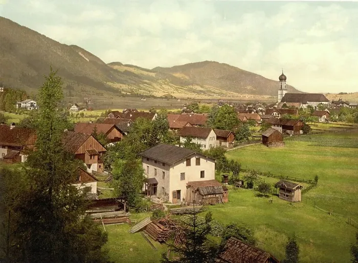 Framed Print : Oberammergau in Bavaria, c. 1890, Germany, Historical, digitally restored reproduction from a 19th century original Framed Print : Oberammergau in Bavaria, c. 1890, Germany, Historical, digitally restored reproduction from a 19th century original