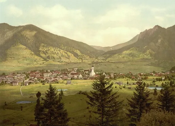 Framed Print : Oberammergau in Bavaria, Germany, Historic, digitally restored reproduction of a photochromic print from the 1890s Framed Print : Oberammergau in Bavaria, Germany, Historic, digitally restored reproduction of a photochromic print from the 1890s