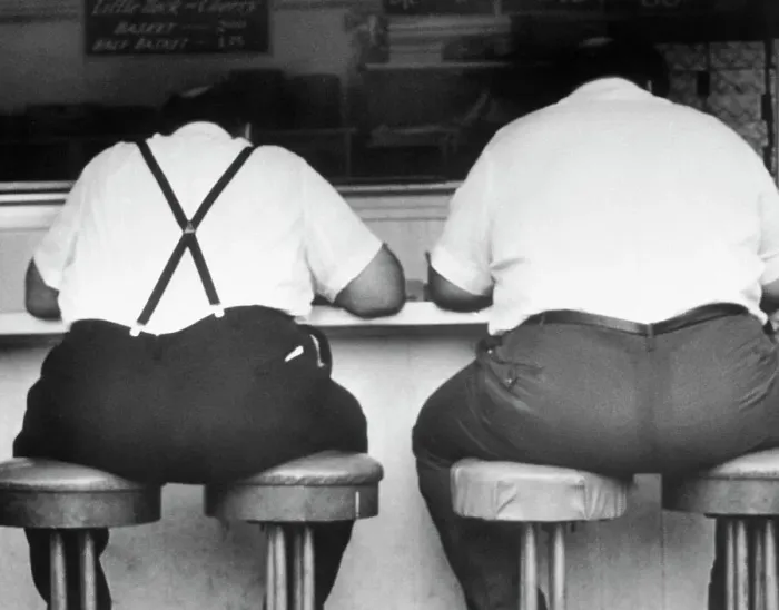 Framed Print : Two Obese Men in a Diner