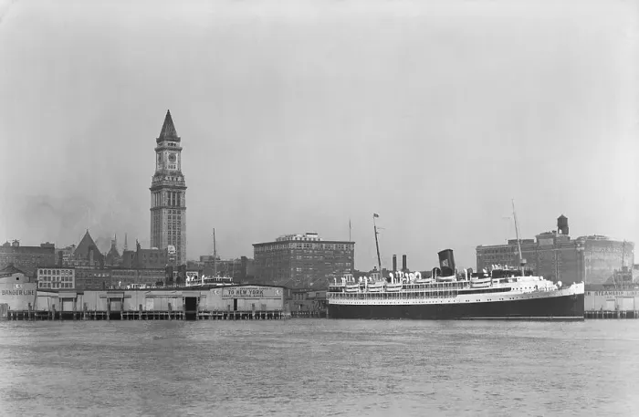 Framed Print : Ocean Liner in Boston Harbor Framed Print : Ocean Liner in Boston Harbor