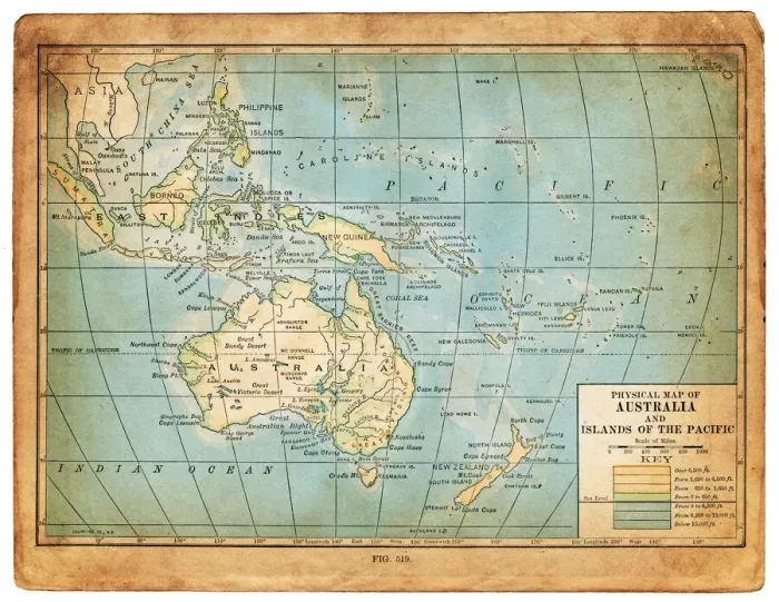 Framed Print : Oceania map 1898 Framed Print : Oceania map 1898