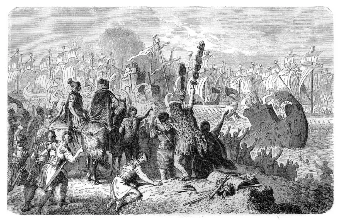 Framed Print : Octavian defeats the fleet of Marcus Antonius and Cleopatra at ACTIUM Framed Print : Octavian defeats the fleet of Marcus Antonius and Cleopatra at ACTIUM