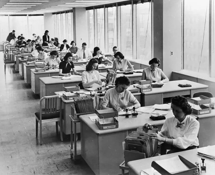 Framed Print : Office, People Seated At Desks, Working Framed Print : Office, People Seated At Desks, Working