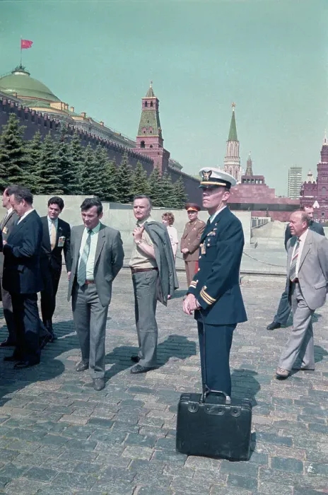Framed Print : Officer Guarding American Nuclear Code Briefcase in Red Square Framed Print : Officer Guarding American Nuclear Code Briefcase in Red Square