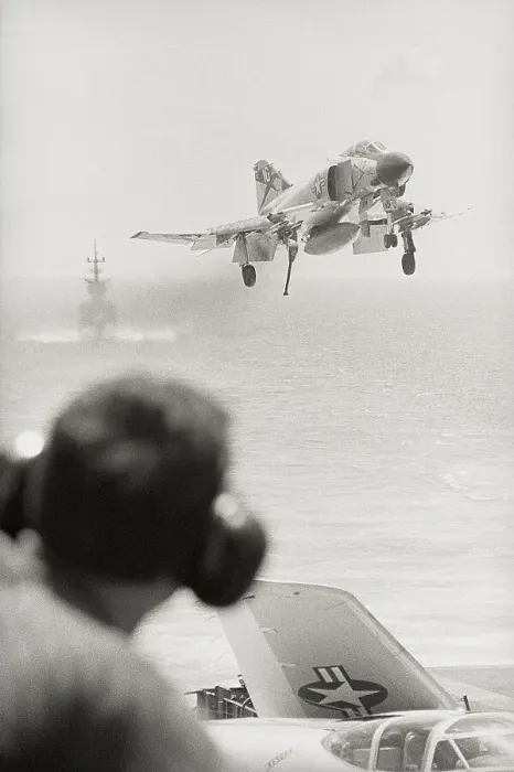 Framed Print : Officer Guiding Jet Onto Deck Framed Print : Officer Guiding Jet Onto Deck