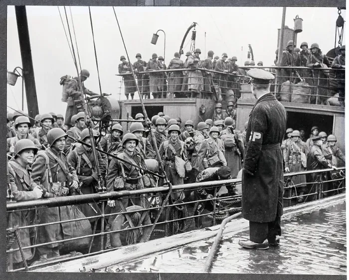 Framed Print : Officer Overseeing Arrival of Soldiers Framed Print : Officer Overseeing Arrival of Soldiers