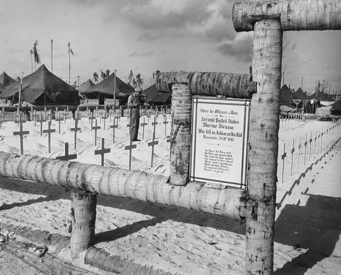 Framed Print : Officer Stands At Marine Grave Framed Print : Officer Stands At Marine Grave