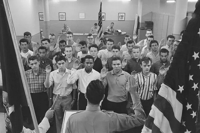 Framed Print : Officer Swearing in New Army Recruits Framed Print : Officer Swearing in New Army Recruits