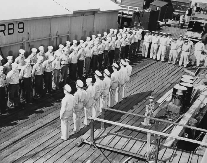 Framed Print : Officers and Crewmen Lining Up Framed Print : Officers and Crewmen Lining Up