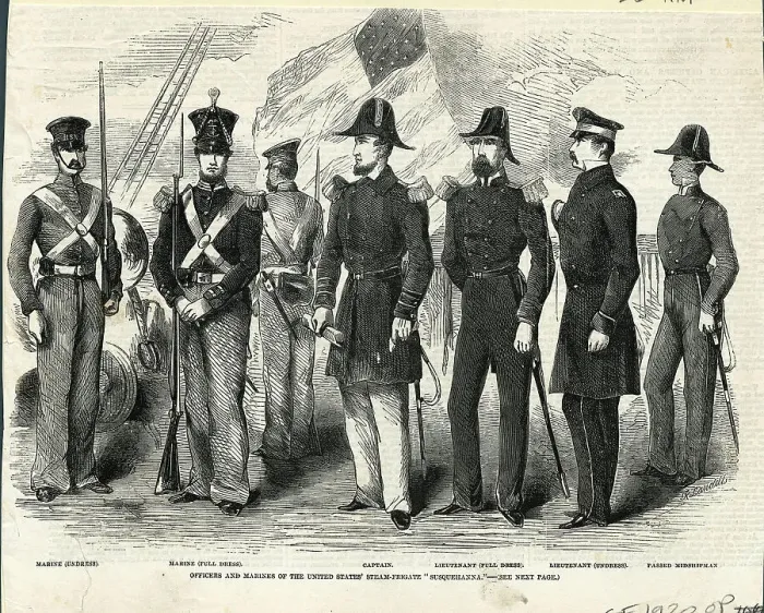 Framed Print : Officers Of The Us Frigate Susquehanna Framed Print : Officers Of The Us Frigate Susquehanna