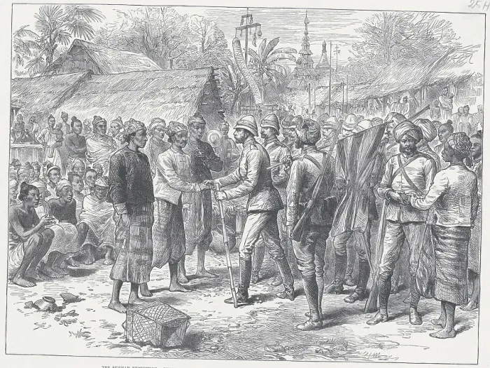 Framed Print : Officers Being Greeted by Villagers Framed Print : Officers Being Greeted by Villagers