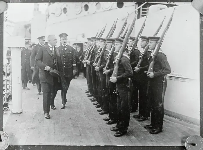 Framed Print : Officers Inspecting German Sailors Framed Print : Officers Inspecting German Sailors