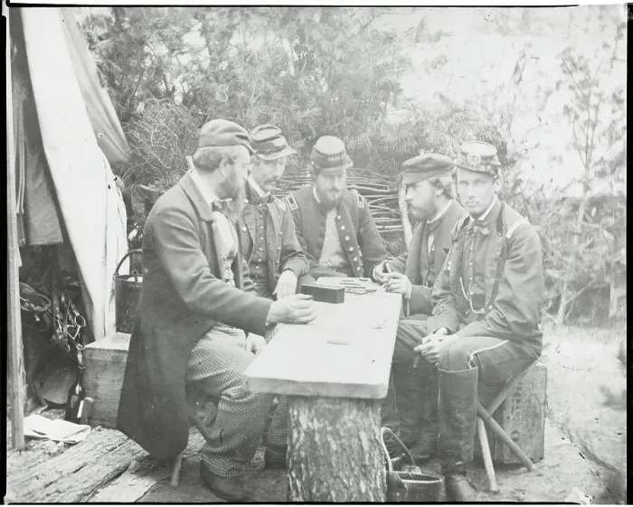 Framed Print : Officers Playing Dominos Framed Print : Officers Playing Dominos