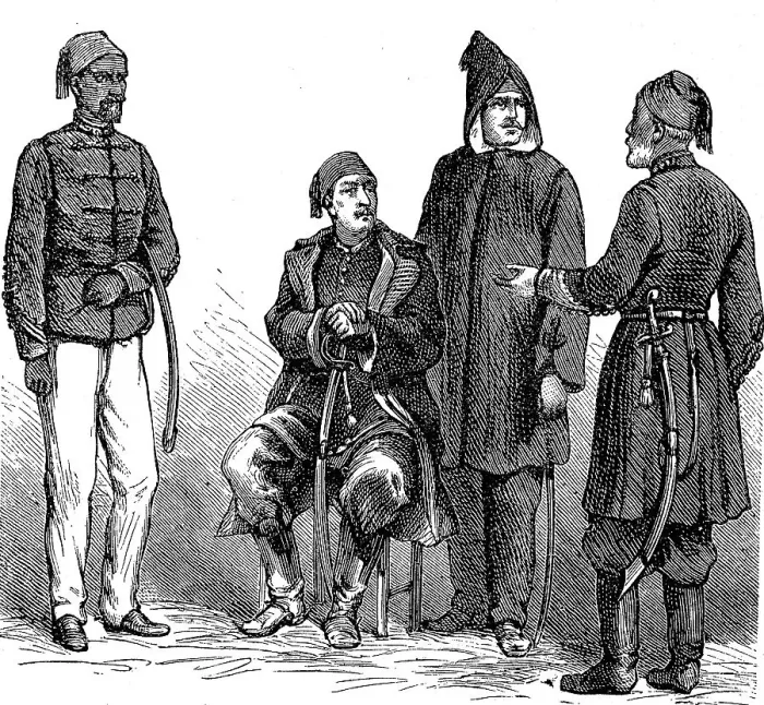 Framed Print : Officers of the Turkish Army, Turkey, 1870, digitally restored reproduction of an original 19th century painting, exact original date not known Framed Print : Officers of the Turkish Army, Turkey, 1870, digitally restored reproduction of an original 19th century painting, exact original date not known