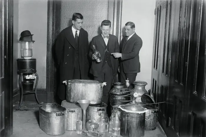 Framed Print : Officials Inspecting Distilling Equipment