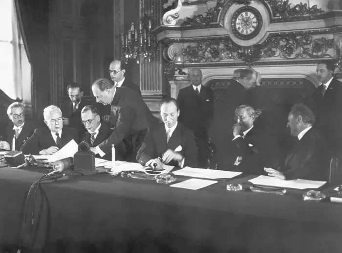 Framed Print : Officials Sign Franco-Syrian Treaty Framed Print : Officials Sign Franco-Syrian Treaty