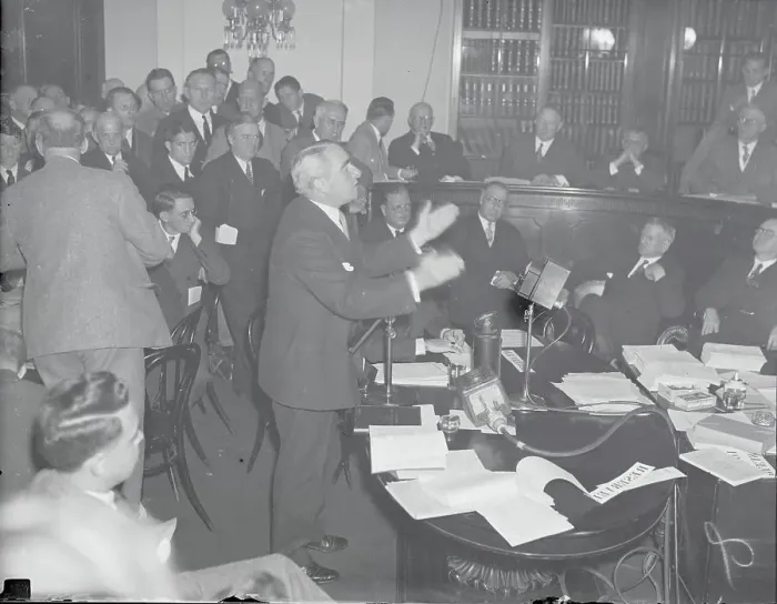Framed Print : Ogden L. Mills Speaking to Committee Framed Print : Ogden L. Mills Speaking to Committee