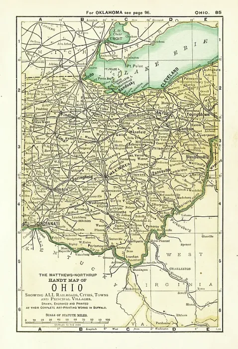 Framed Print : Ohio map 1898 Framed Print : Ohio map 1898