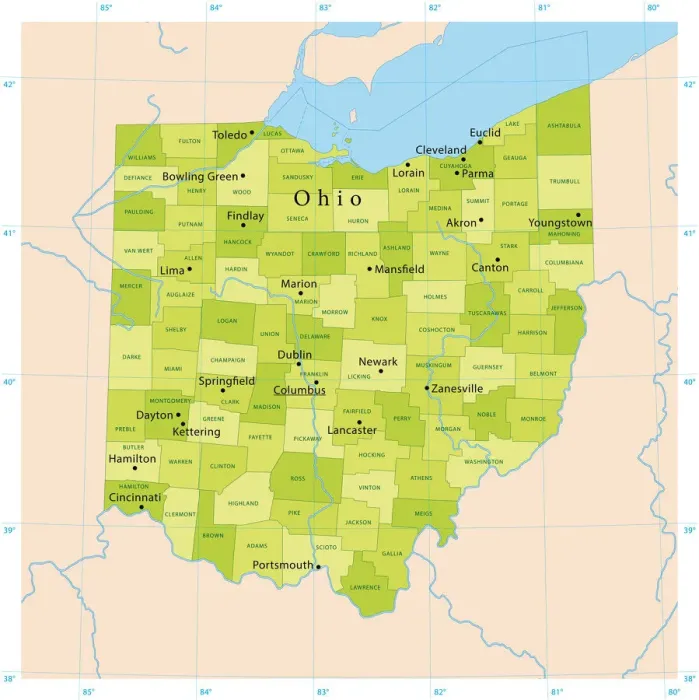 Framed Print : Ohio Vector Map Framed Print : Ohio Vector Map