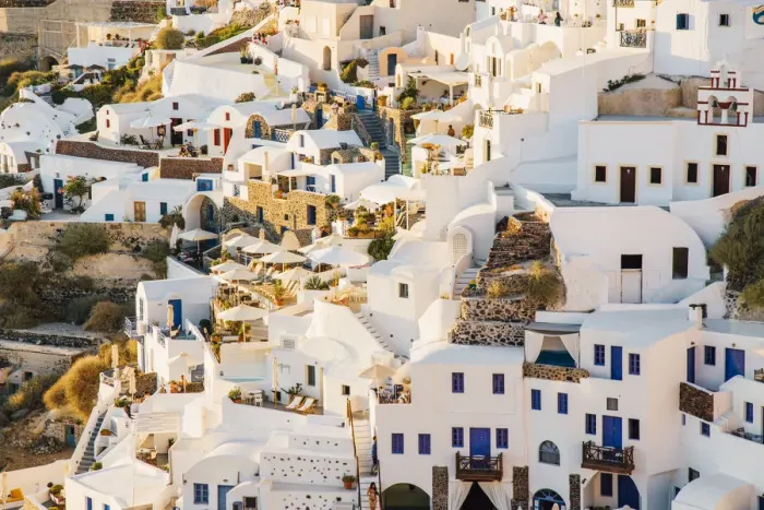 Framed Print : Oia village at sunset, Santorini, Greece Framed Print : Oia village at sunset, Santorini, Greece