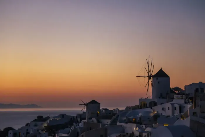 Framed Print : Oia village after sunset, Santorini, Greece Framed Print : Oia village after sunset, Santorini, Greece