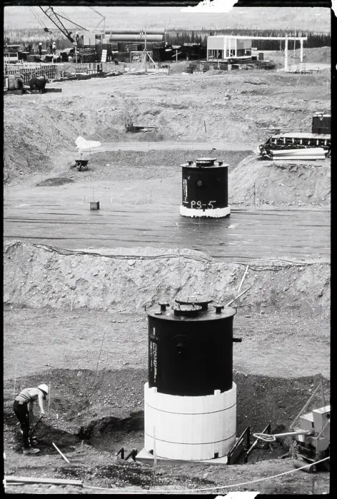 Framed Print : Oil Pipeline Construction--Booster Cans