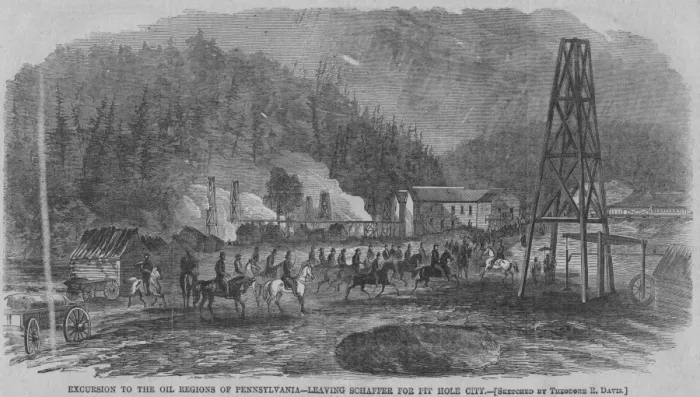 Framed Print : Oil Wells. Illustration of the oil regions of Pennsylvania